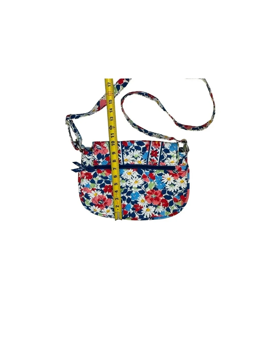 Vera Bradley Large Crossbody Bag Rounded Bottom Floral Multicolor Quilted Cotton